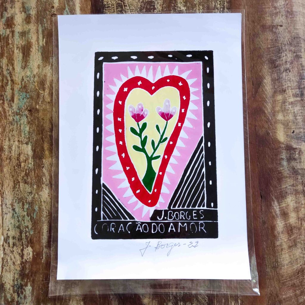 Xilogravura P - Coração do Amor - de J. Borges • Nau Cultural