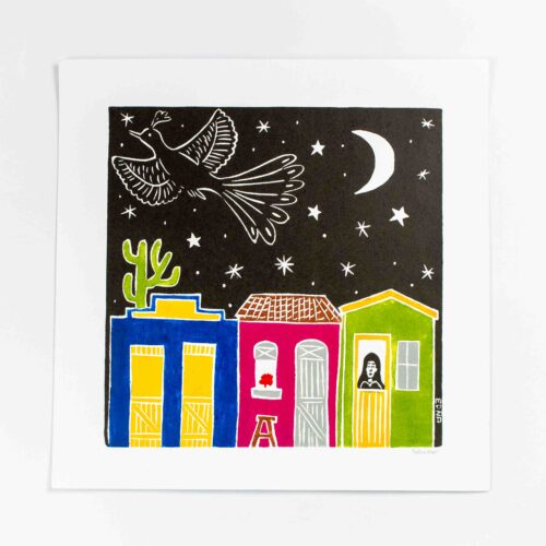 Xilogravura Anoitecer de Edna (38x38)