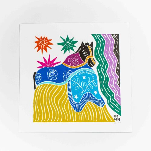 Xilogravura Cavalo marinho de Edna (38x38)