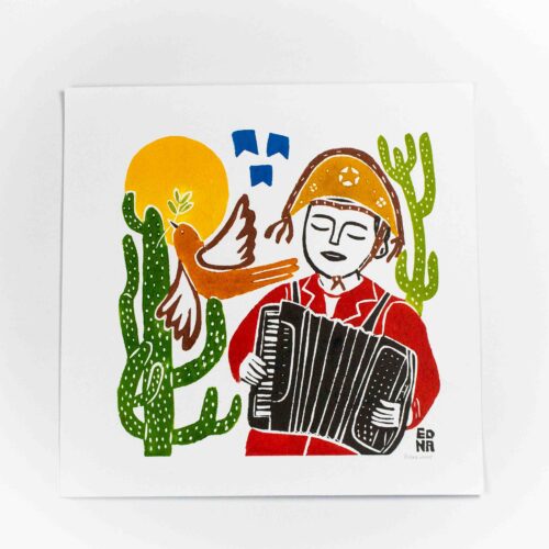 Xilogravura Sanfoneiro de Edna (38x38)