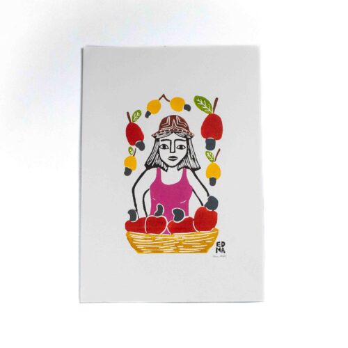 Xilogravura Vendedora de frutas de Edna (33x49)