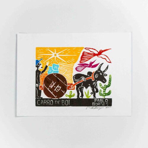 Xilogravura Carro de boi de Pablo Borges (33x24)