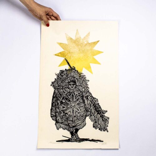 Linogravura Caboclo de lança de junGlas