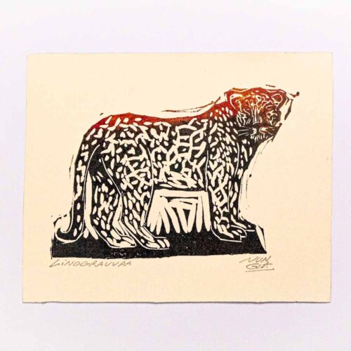 Linogravura Onça pintada P de junGlas